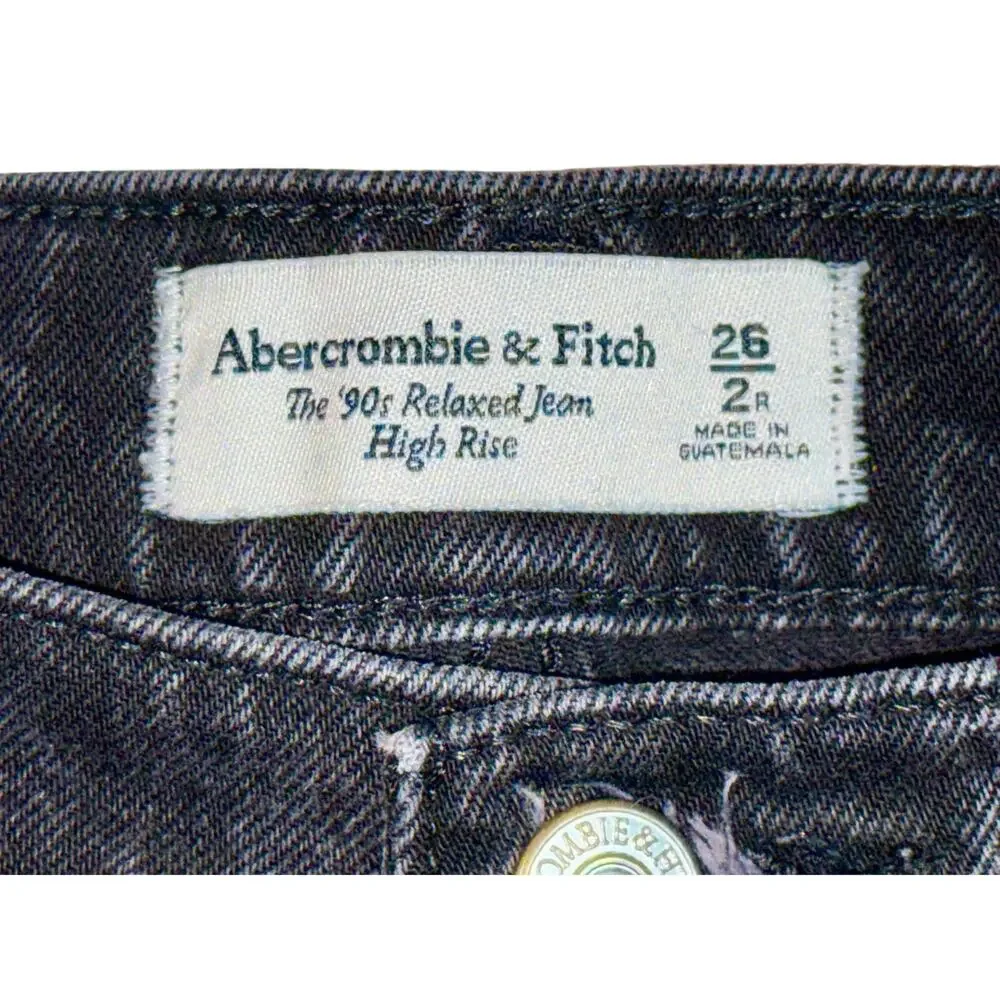 Abercrombie & Fitch The '90s Relaxed Jean High Rise Black Denim Jeans Size 26 2